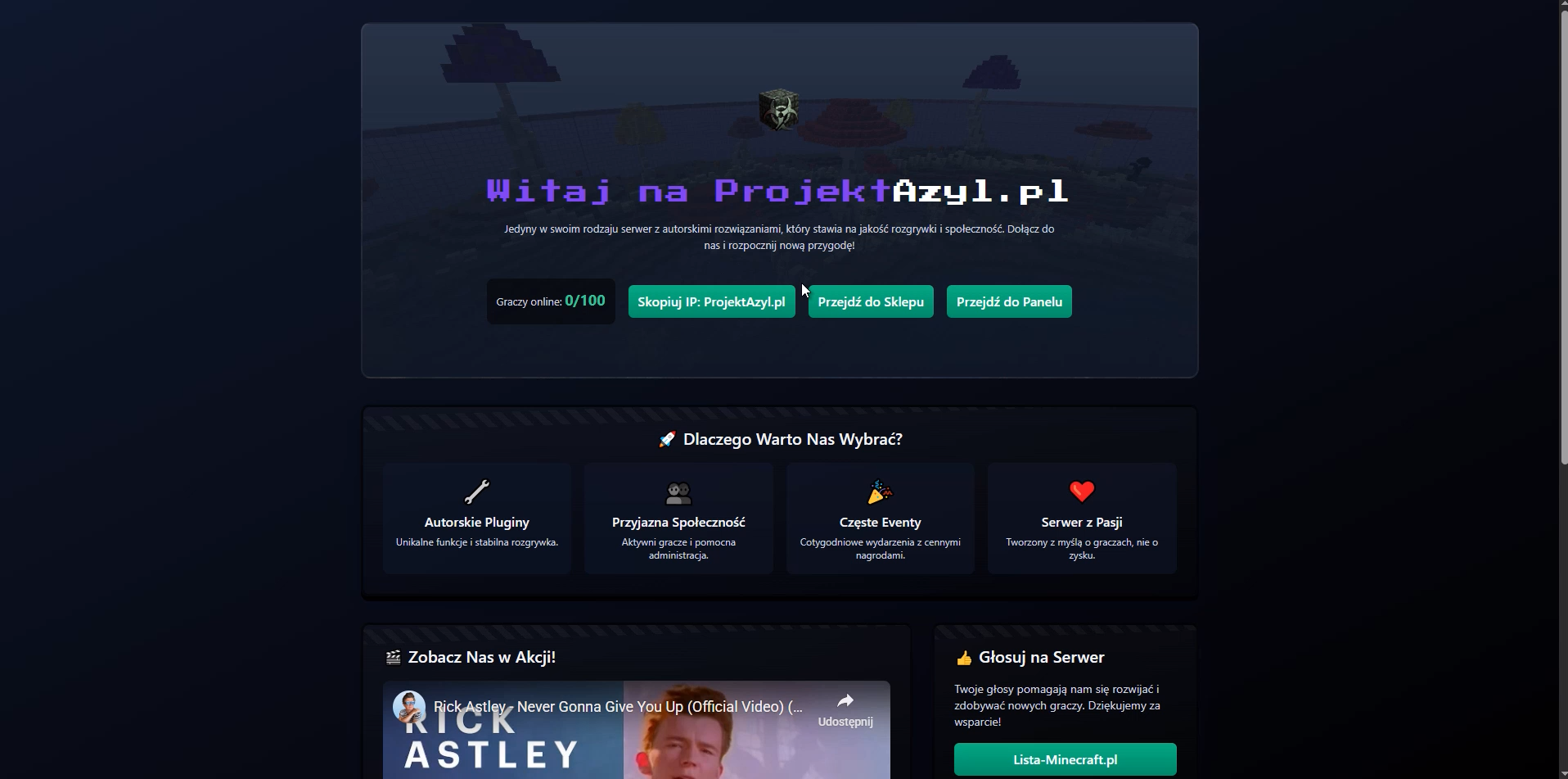 ProjektAzyl.PL - strona minecraft