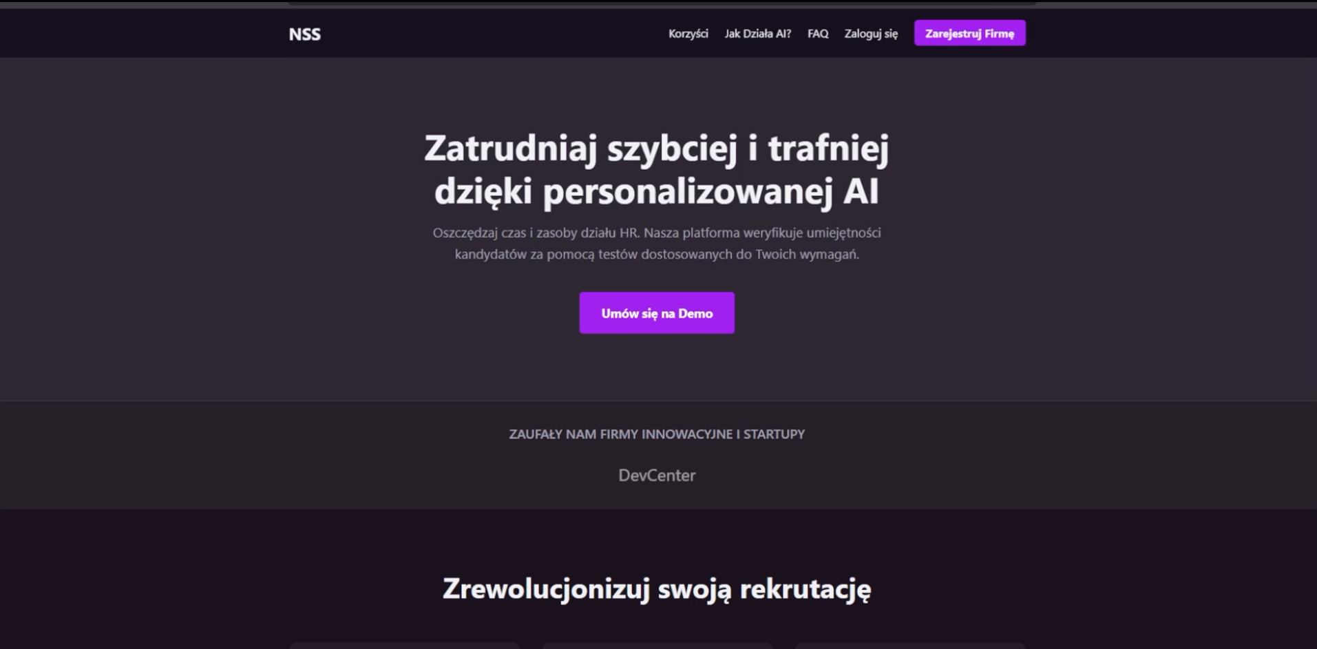 NSS >> Strona + AI